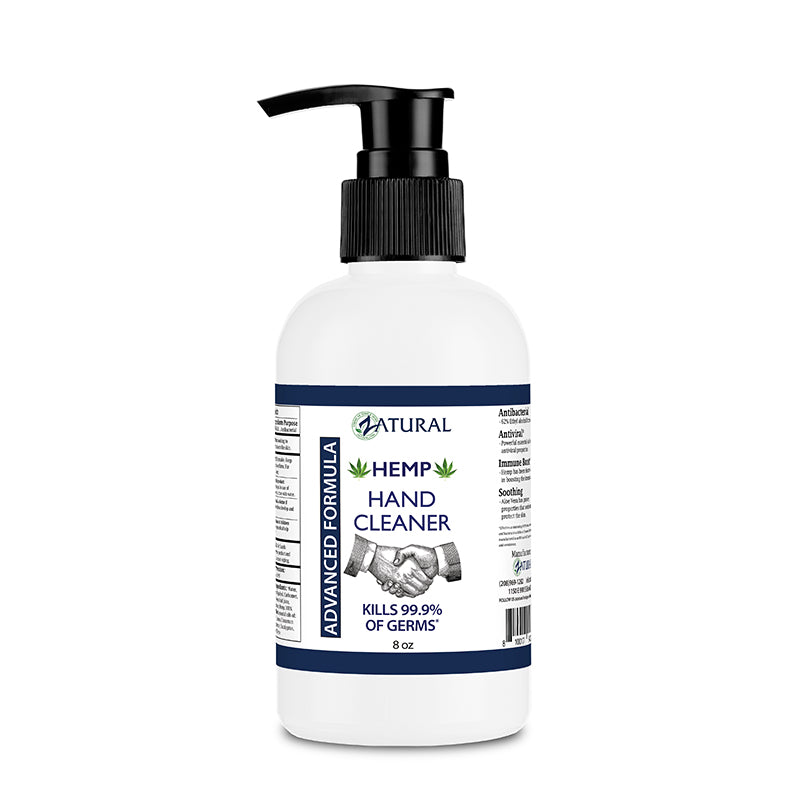 Zatural Hemp Hand Sanitizer 8oz Front of the Bottle