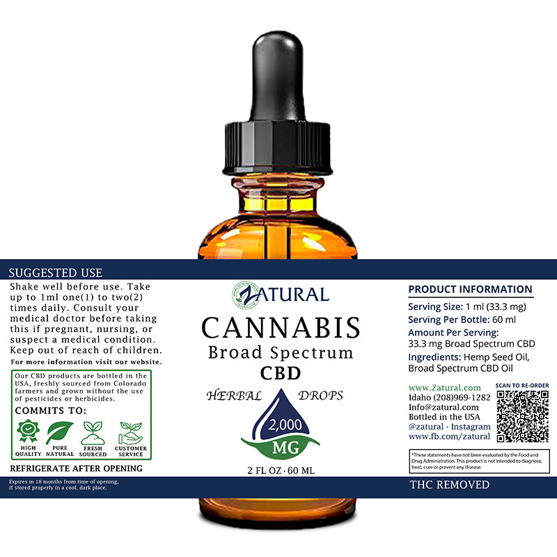 Natural CBD Oil 2000mg label