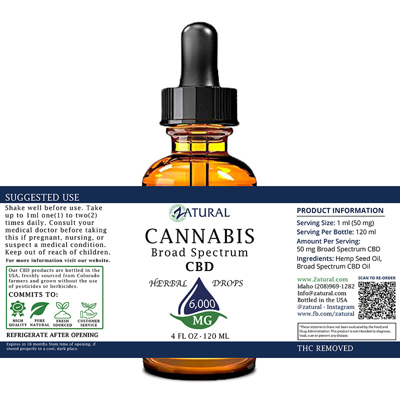 Natural CBD Oil 6,000mg label