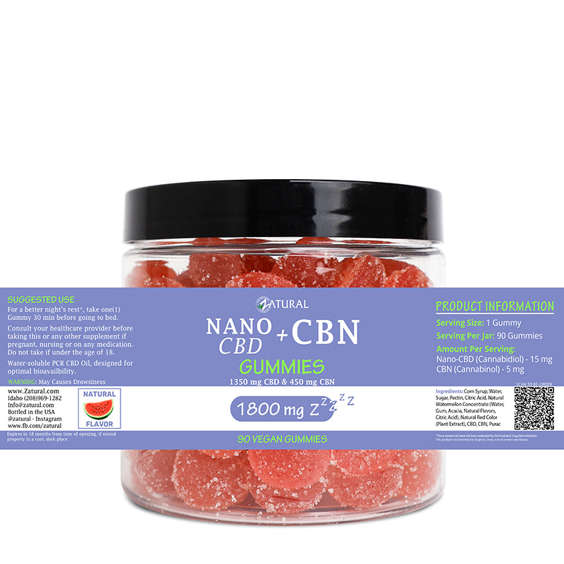 Zatural CBN 1800mg Gummies 90 count label