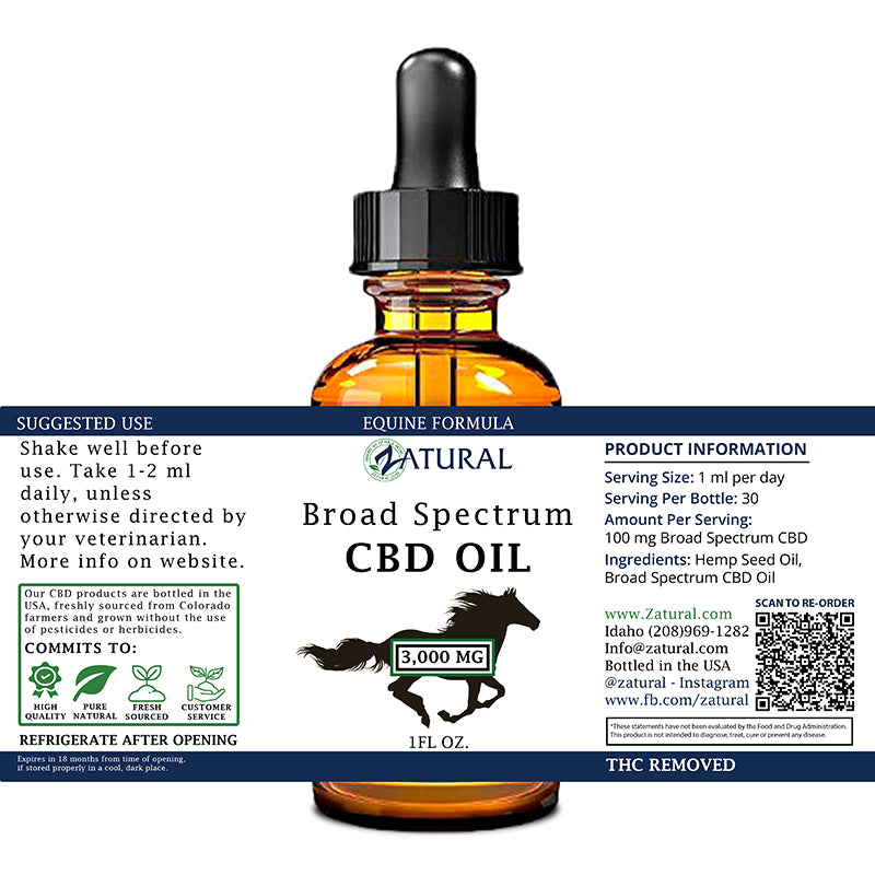 CBD Oil for equines 3000 mg label