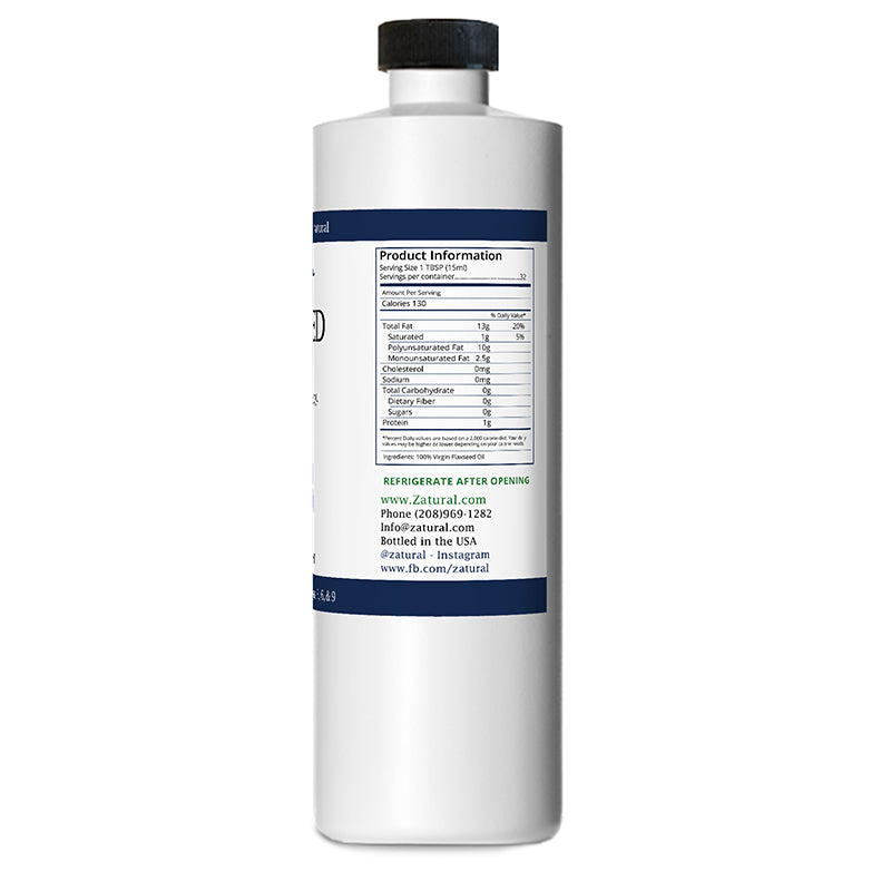 Zatural Flaxseed Oil 16oz right side of label