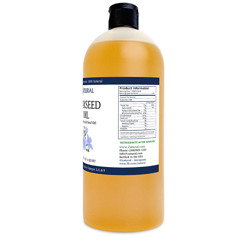 Zatural Flaxseed Oil 32oz right side of label