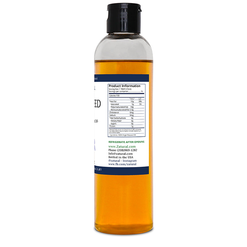 Zatural Flaxseed Oil 8oz right side of label