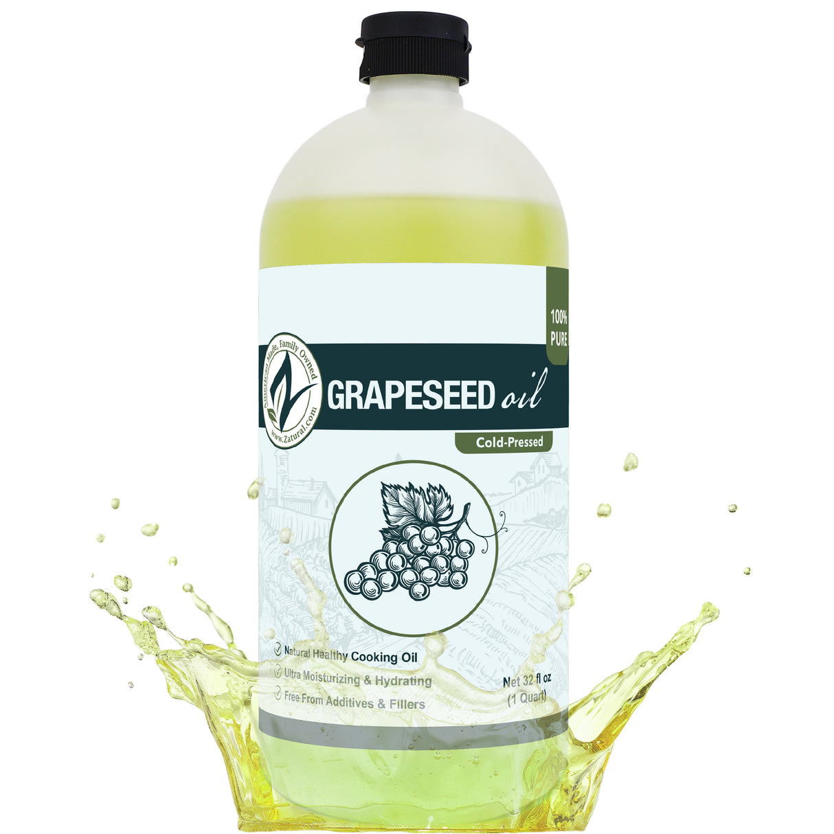 Grapeseed Oil 32oz bottle splash
