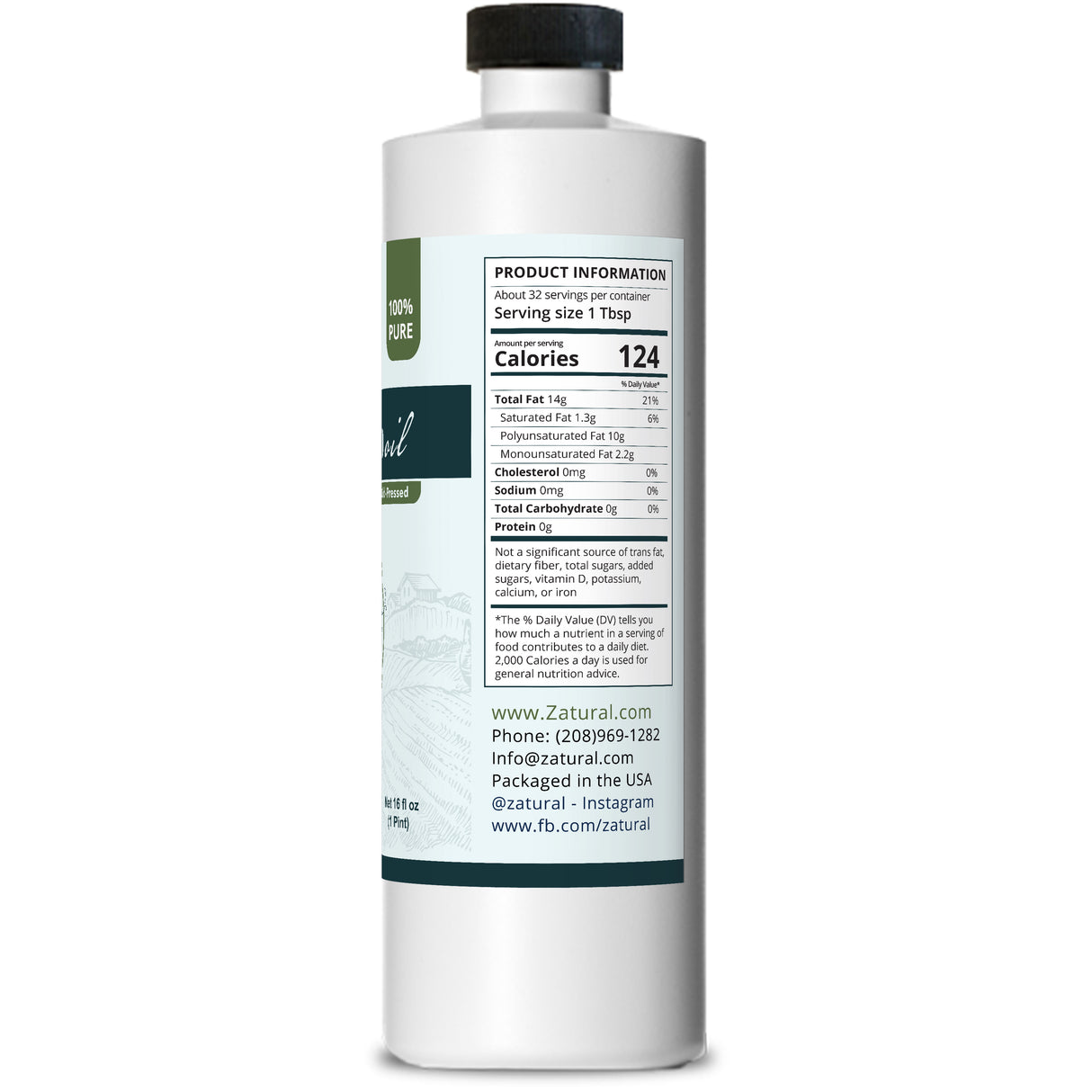 Grapeseed Oil 16oz bottle right side of label