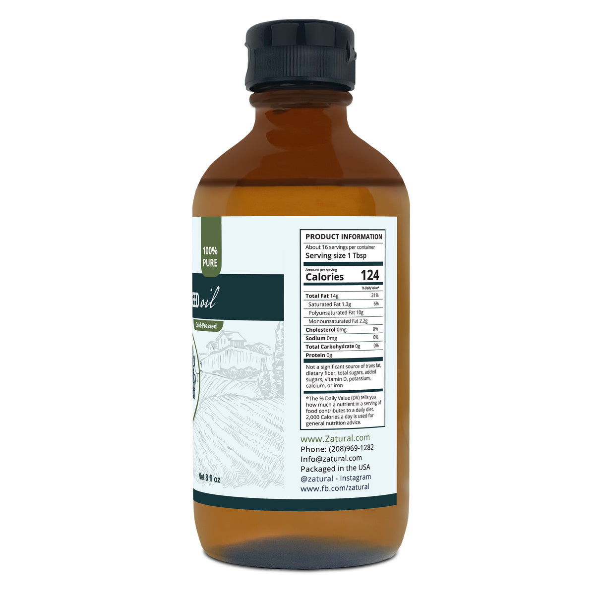 Grapeseed Oil 8oz Glass right side of label