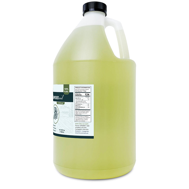 Grapeseed oil gallon jug right side of the label