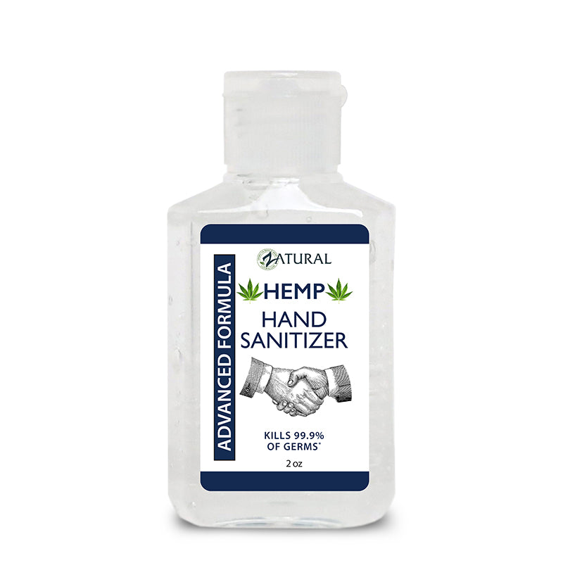 Zatural Hemp Hand Sanitizer 2oz Front of the Bottle