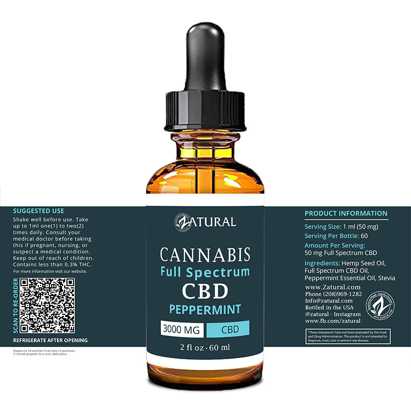 Full Spectrum CBD Oil 3000 mg 2oz label