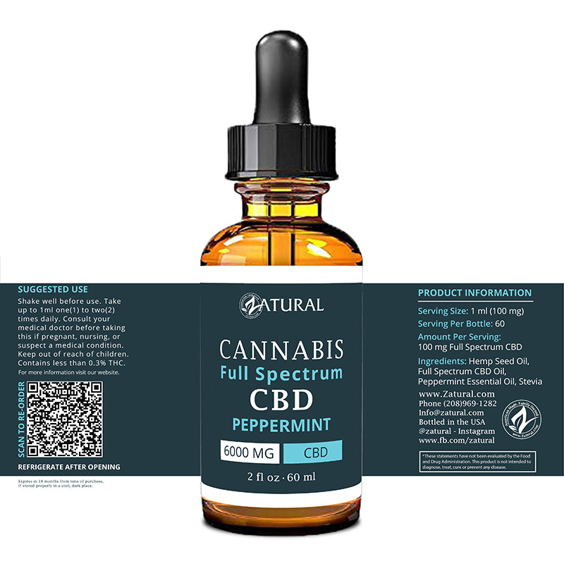 Full Spectrum CBD Oil 6000 mg 2oz label