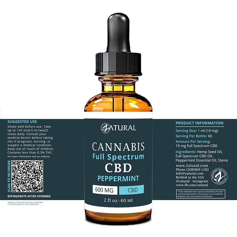 Full Spectrum CBD Oil 600 mg 2oz label