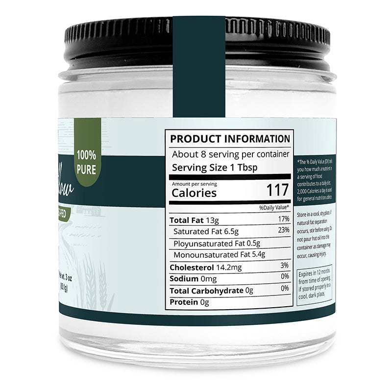 Zatural Beef Tallow 3oz Jar right side of label