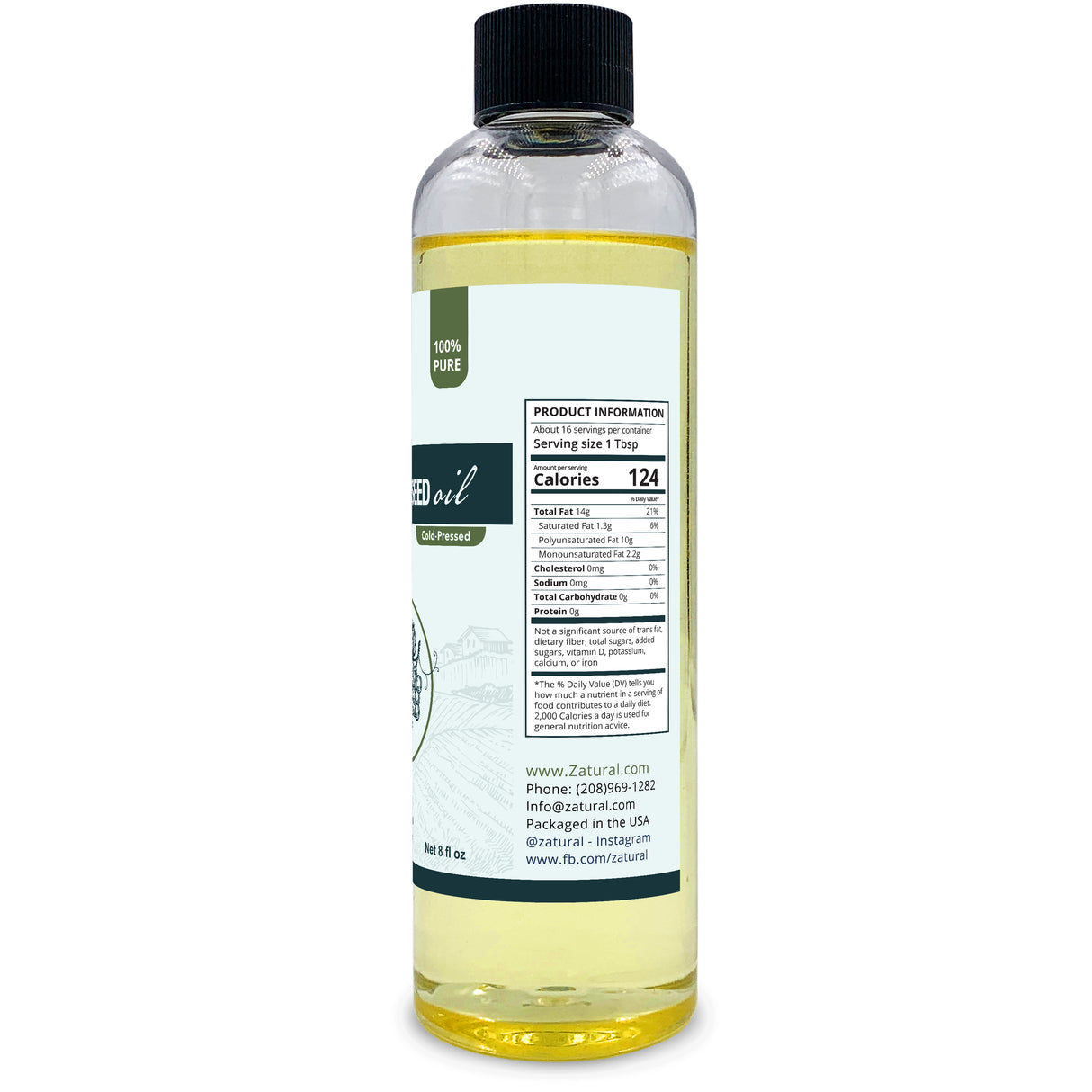 Grapeseed Oil 8oz bottle right side of label