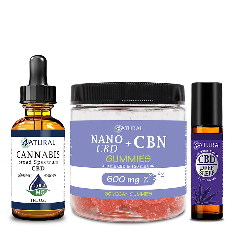 Zatural CBD Sleep Bundle of CBD Oil 1000mg, CBN Gummies 600mg, and CBD Deep Sleep