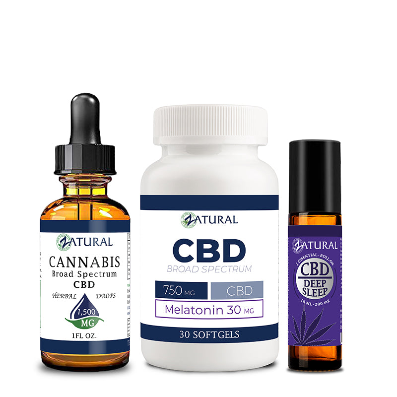 CBD Oil 1500mg, Melatonin CBD Softgels 30 and Deep Sleep EO