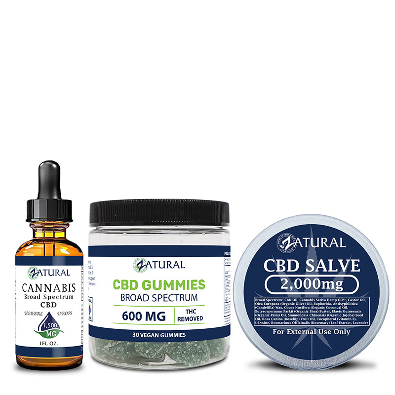 CBD oil 1500mg, gummies 30 count, and CBD Salve 2000mg