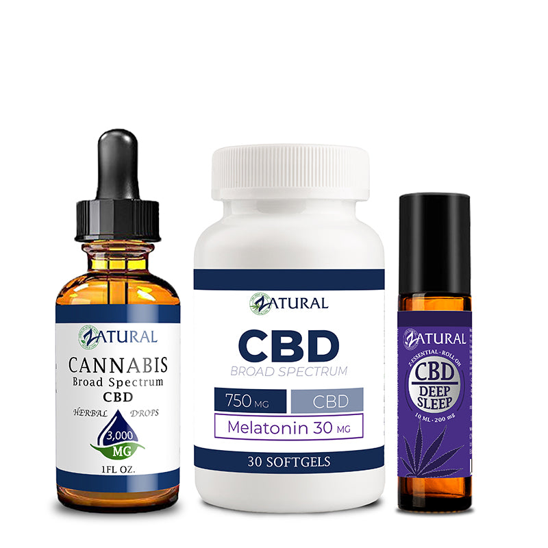 CBD Oil 3000mg, Melatonin CBD Softgels 30 and Deep Sleep EO