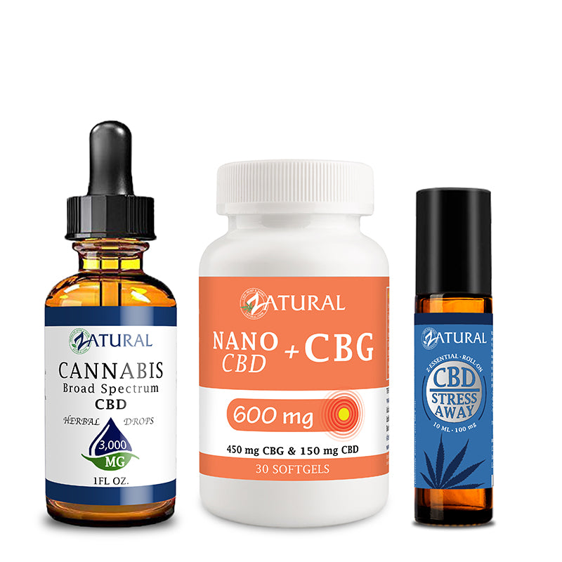 Calm Bundle | Broad Spectrum CBD 3000 | CBG Softgels 600 | CBD Stress Away