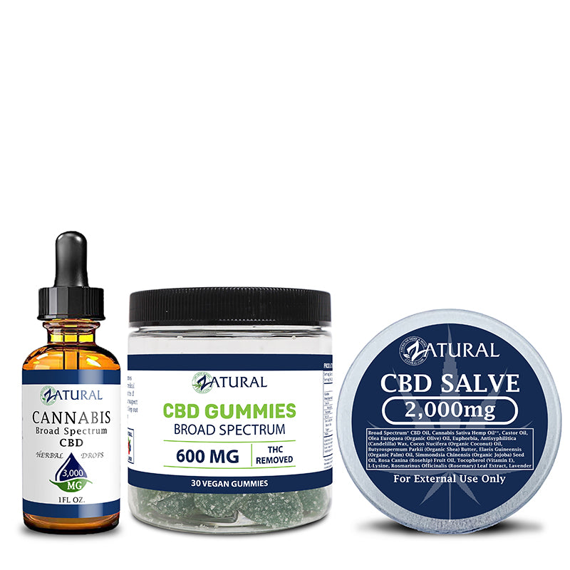 CBD oil 3000mg, gummies 30 count, and CBD slave 2000mg