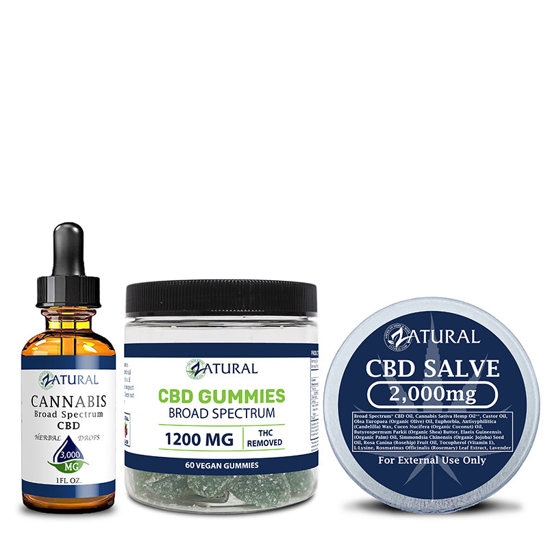 CBD oil 3000mg, gummies 60 count, and CBD Salve 2000mg