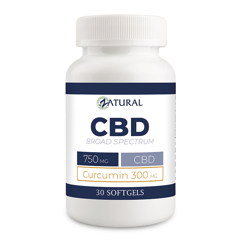 Broad Spectrum CBD Softgels with Curcumin 30 Softgels