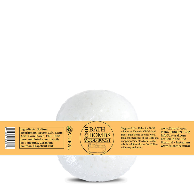 CBD Bath Bomb Mood Boost Label