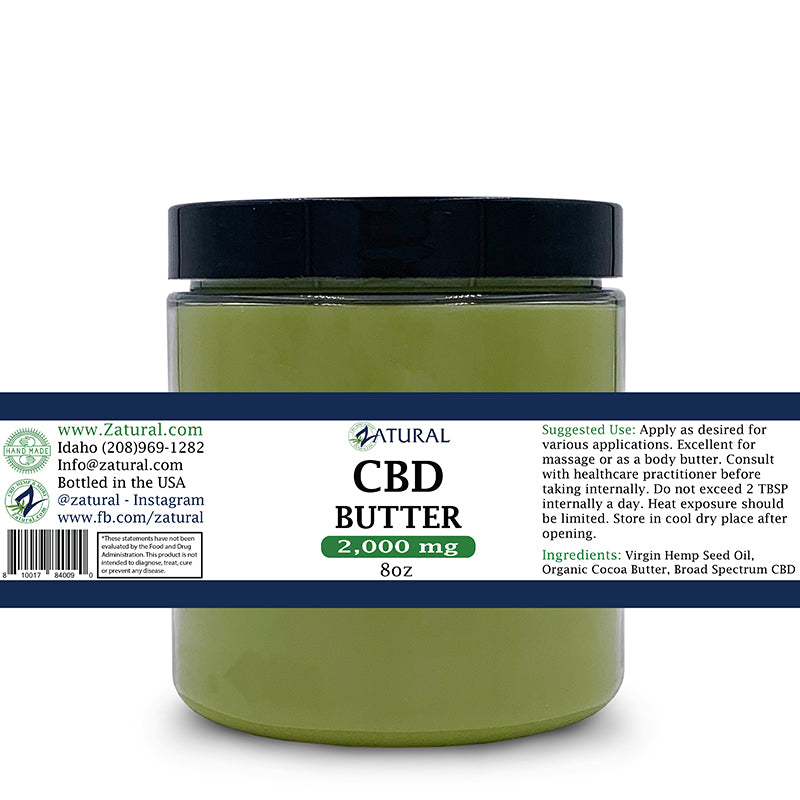 Zatural CBD Butter 2,000 mg label