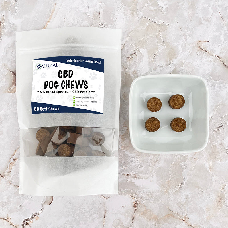 60 Count CBD Dog Chews on plate