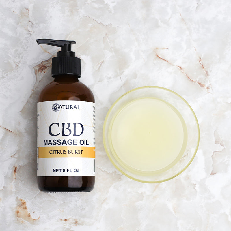 Zatural CBD Massage Oil with Oil in a bowl