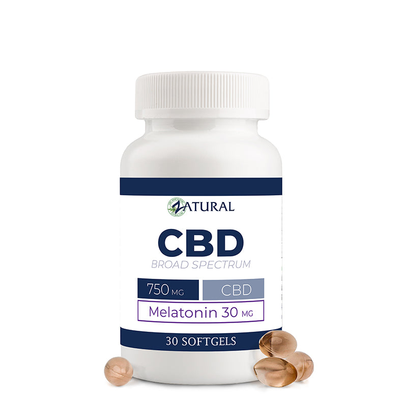 CBD Softgels with Melatonin with softgels outside