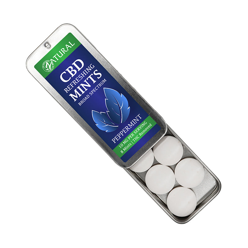 Peppermint CBD Breathe Mints open