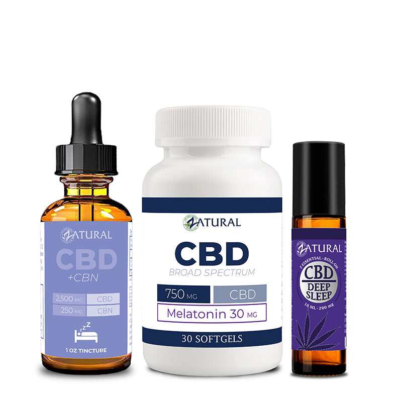 CBN Isolate Oil, Melatonin CBD Softgels 30 and Deep Sleep EO