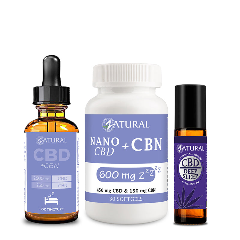 Zatural CBD Sleep Bundle of CBN Oil, CBN Softgels 600mg, and CBD Deep Sleep