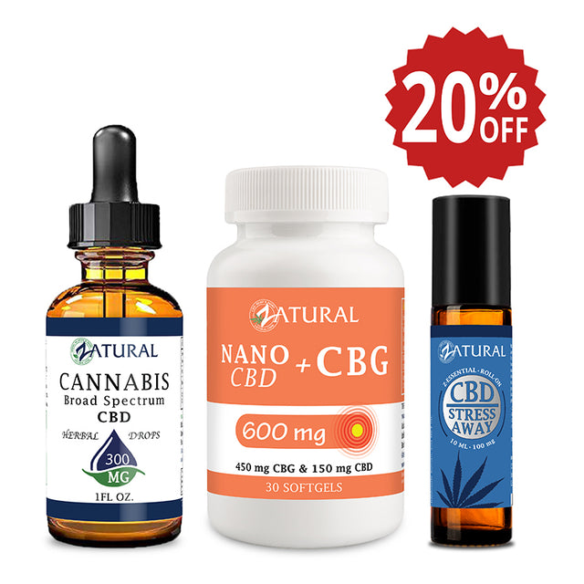 Calm Bundle | Broad Spectrum CBD 300 | CBG Softgels 600 | CBD Stress Away Sale