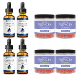 Day and Night Bundle Four Pack Broad Spectrum CBD Oil 3000mg and CBN Gummies 600mg