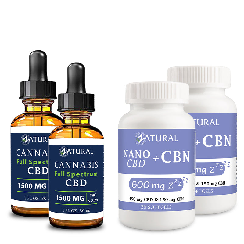 Day and Night Bundle Full Spectrum CBD Oil 1500mg and CBN Softgels 600mg