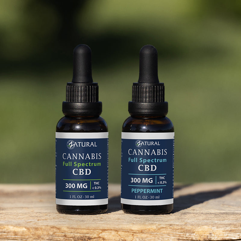 Full Spectrum CBD Oil natural and peppermint outside