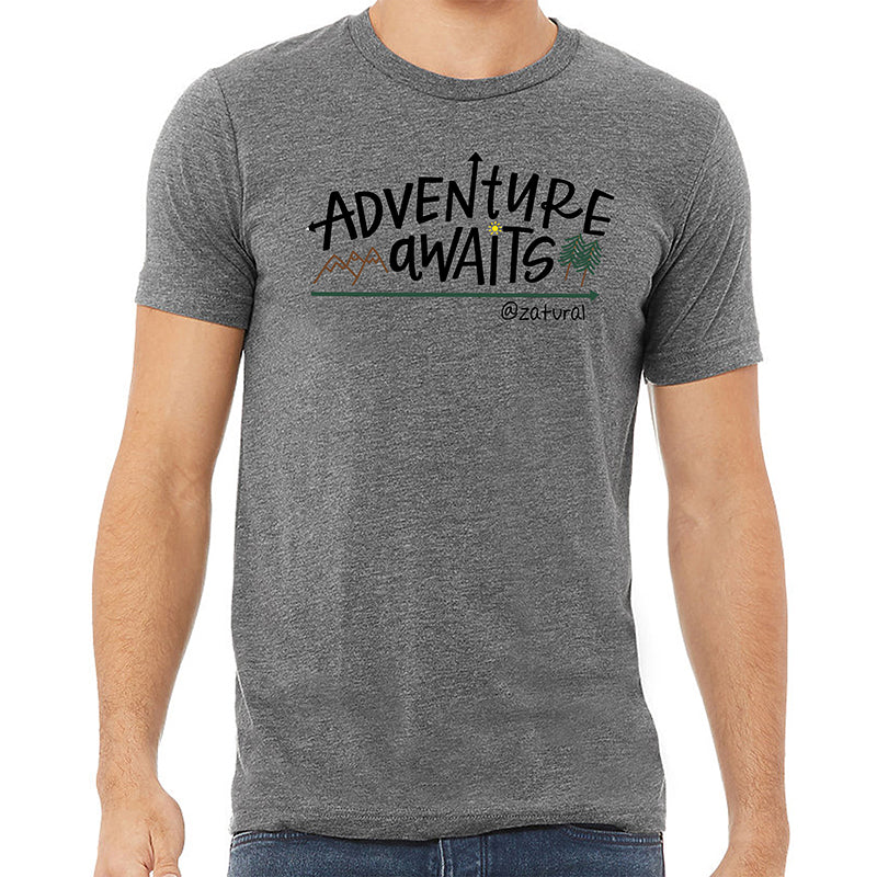 'Adventure Awaits' Unisex Gray T-shirt