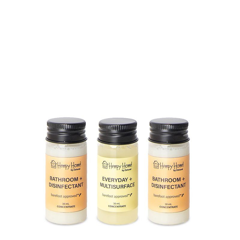 Zatural Hempy Home Concentration Bathroom, Multi-surface and Disinfectant set