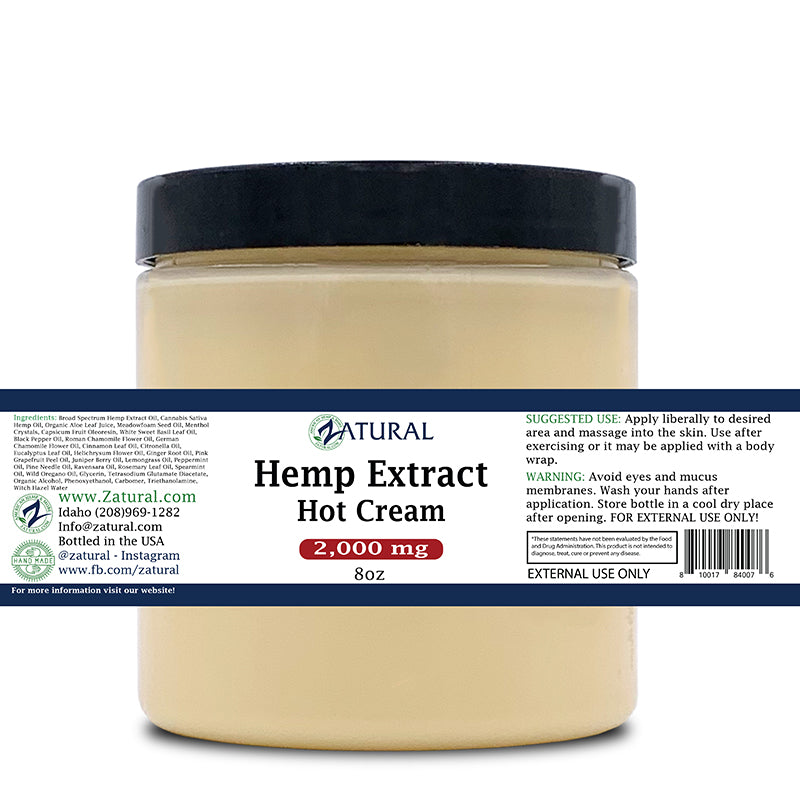 Zatural 2000mg Hemp Extract Hot Cream