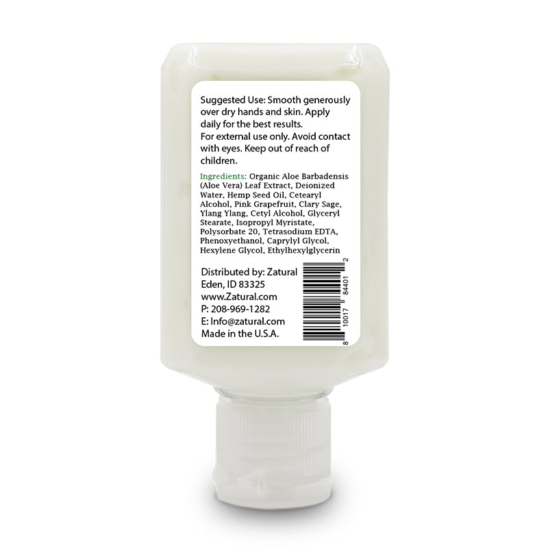 Hempy Jungle Body Butter 2oz squeeze bottle back of the label