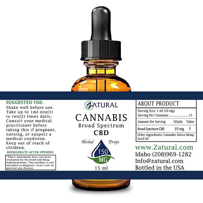 Broad Spectrum CBD Oil 150mg label