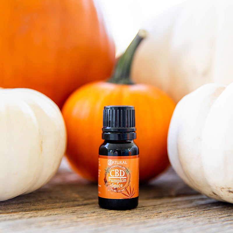 CBD Pumpkin Spice with pumpkins
