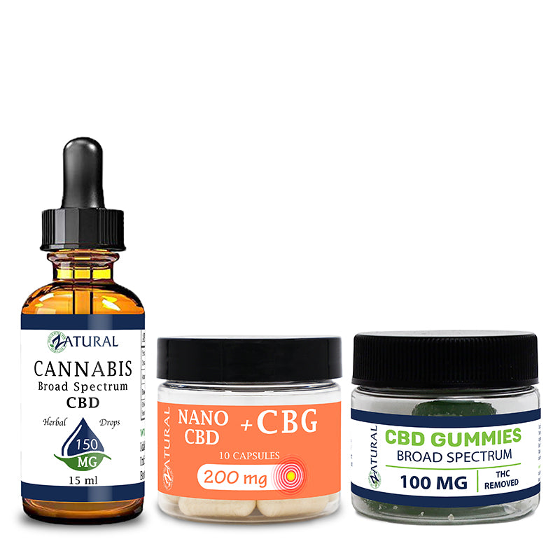 Natural CBD Oil Tincture 150mg, CBG Capsules 200mg, and CBD Gummies 100mg