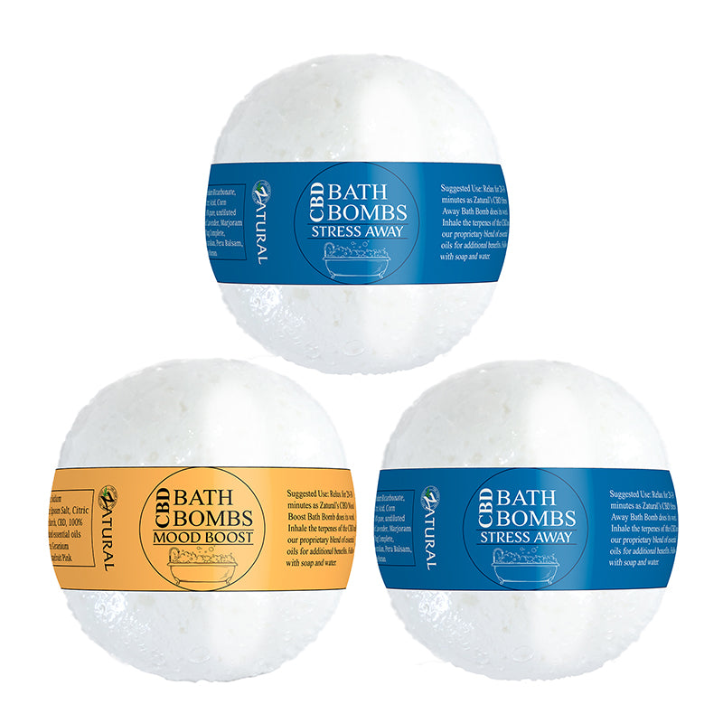 CBD Bath Bomb with stress away, mood boost, and stress away