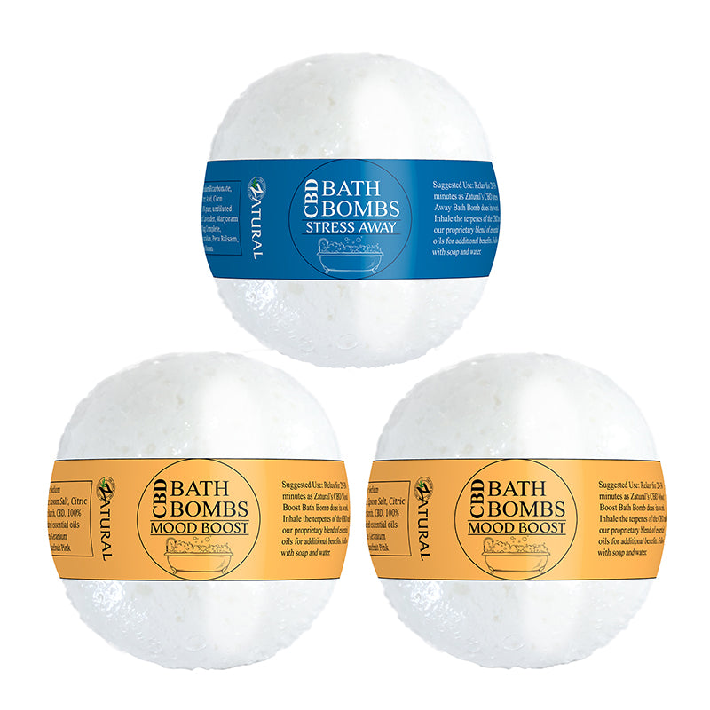 CBD Bath Bomb with stress away, mood boost, and mood boost