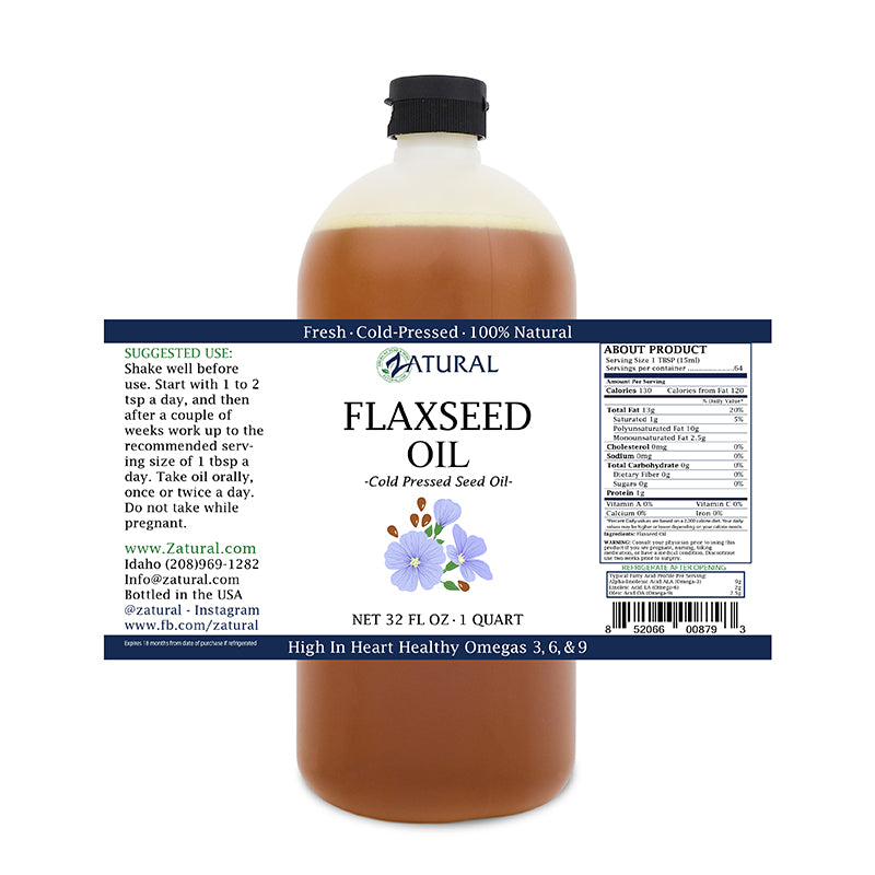 Zatural Flaxseed Oil 32oz Label