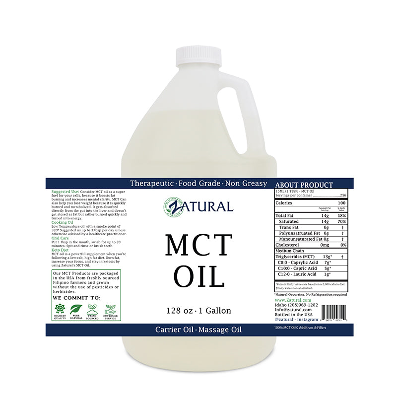 Zatural 1 Gallon MCT oil label