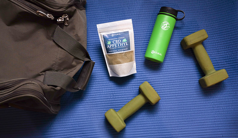 Zatural CBD Appethyl amongst other gym equipment. Can CBD help with weight loss?